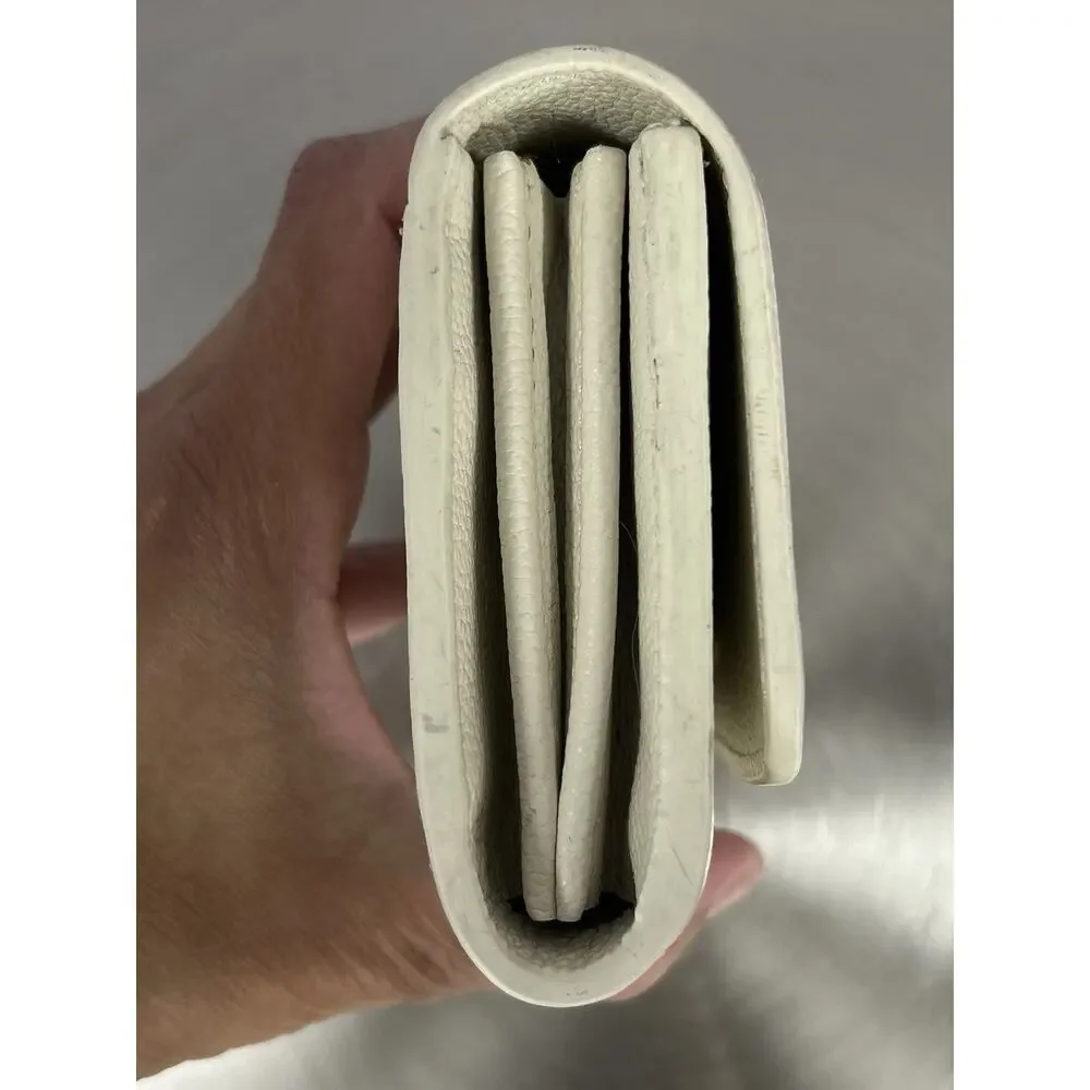 Moncrief London Larissa Italian Leather Wallet Cream Gold Tone Bifold